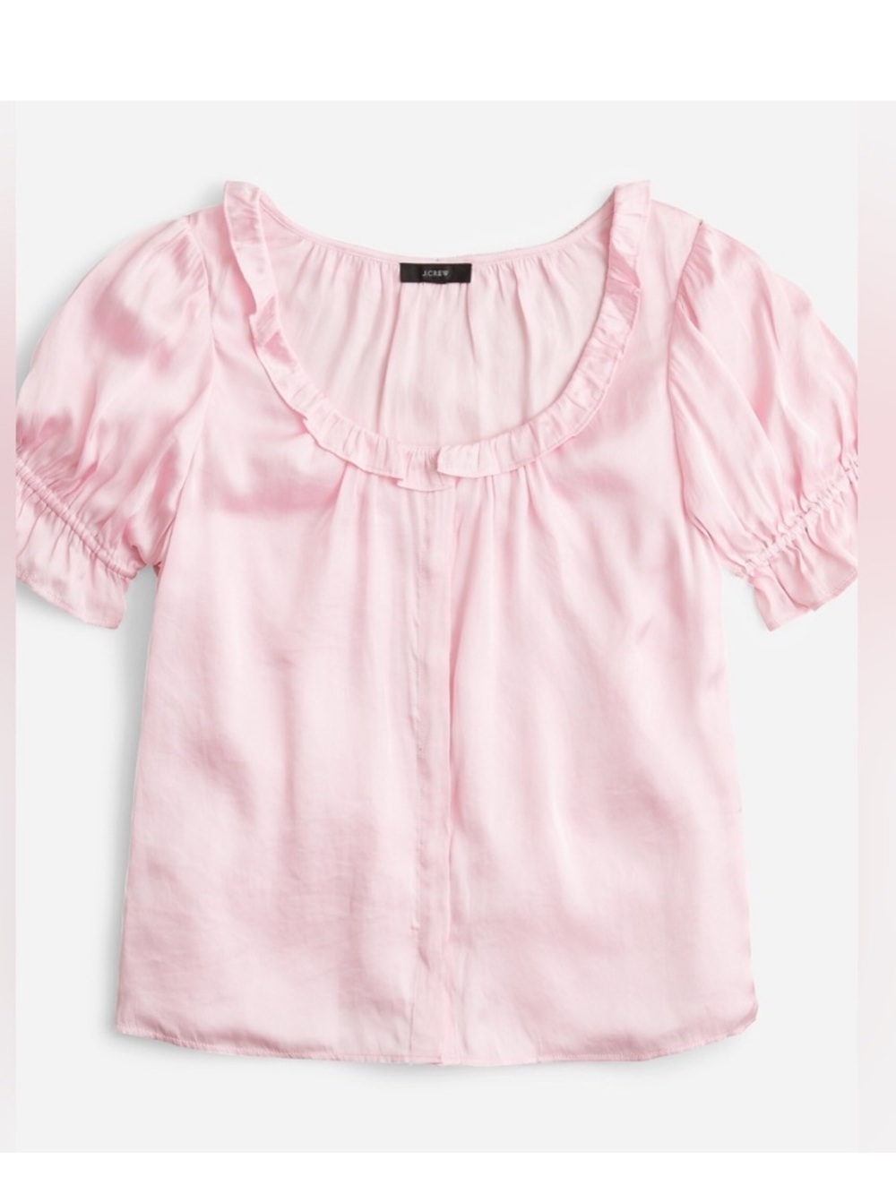 J. Crew Ruffle Featherweight Satin Scoop-neck Top Pastel Pink XS NWT